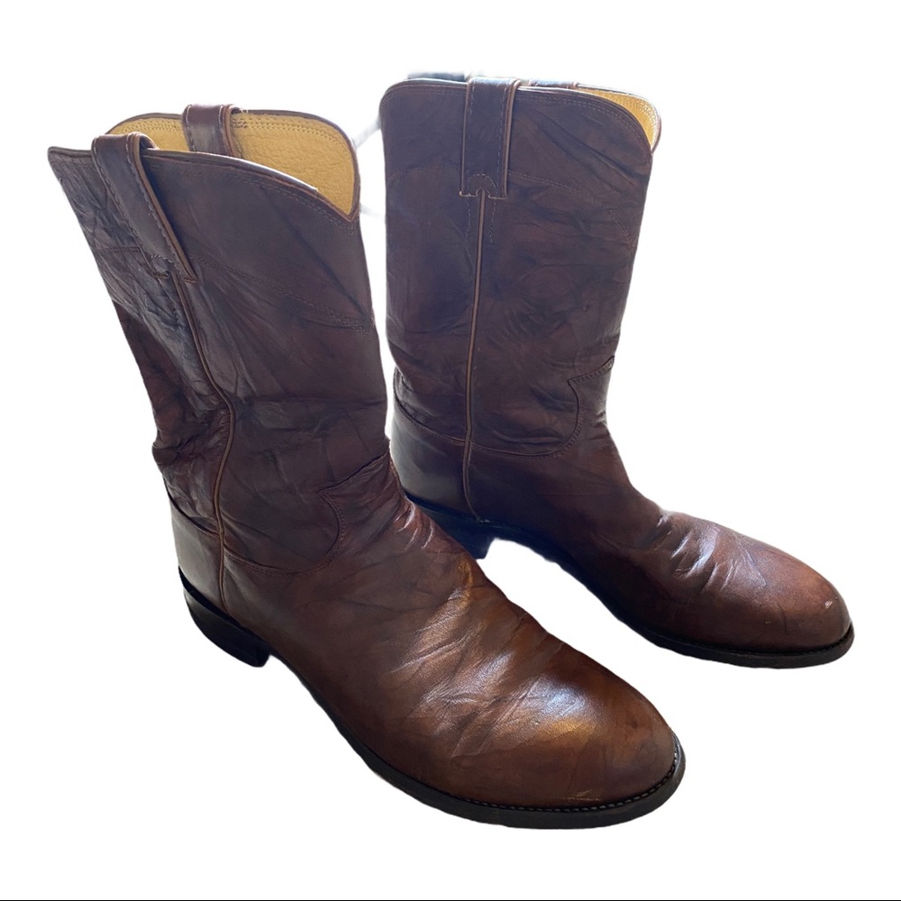 Justin Men 10D Leather Boots Brown Cowboy Western